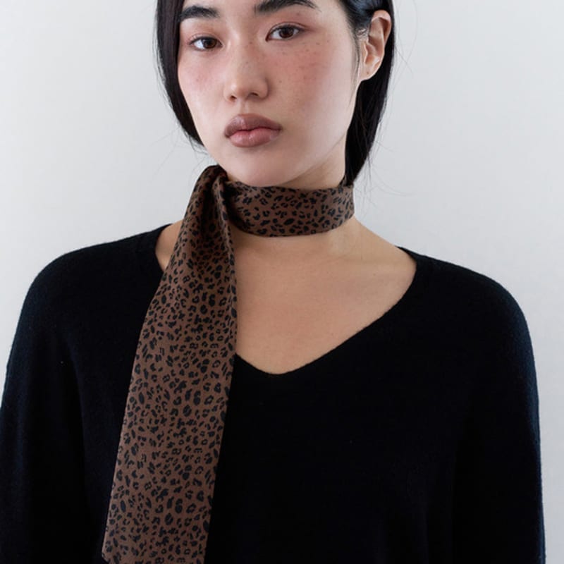Geegee Brown Leopard Silky Scarf