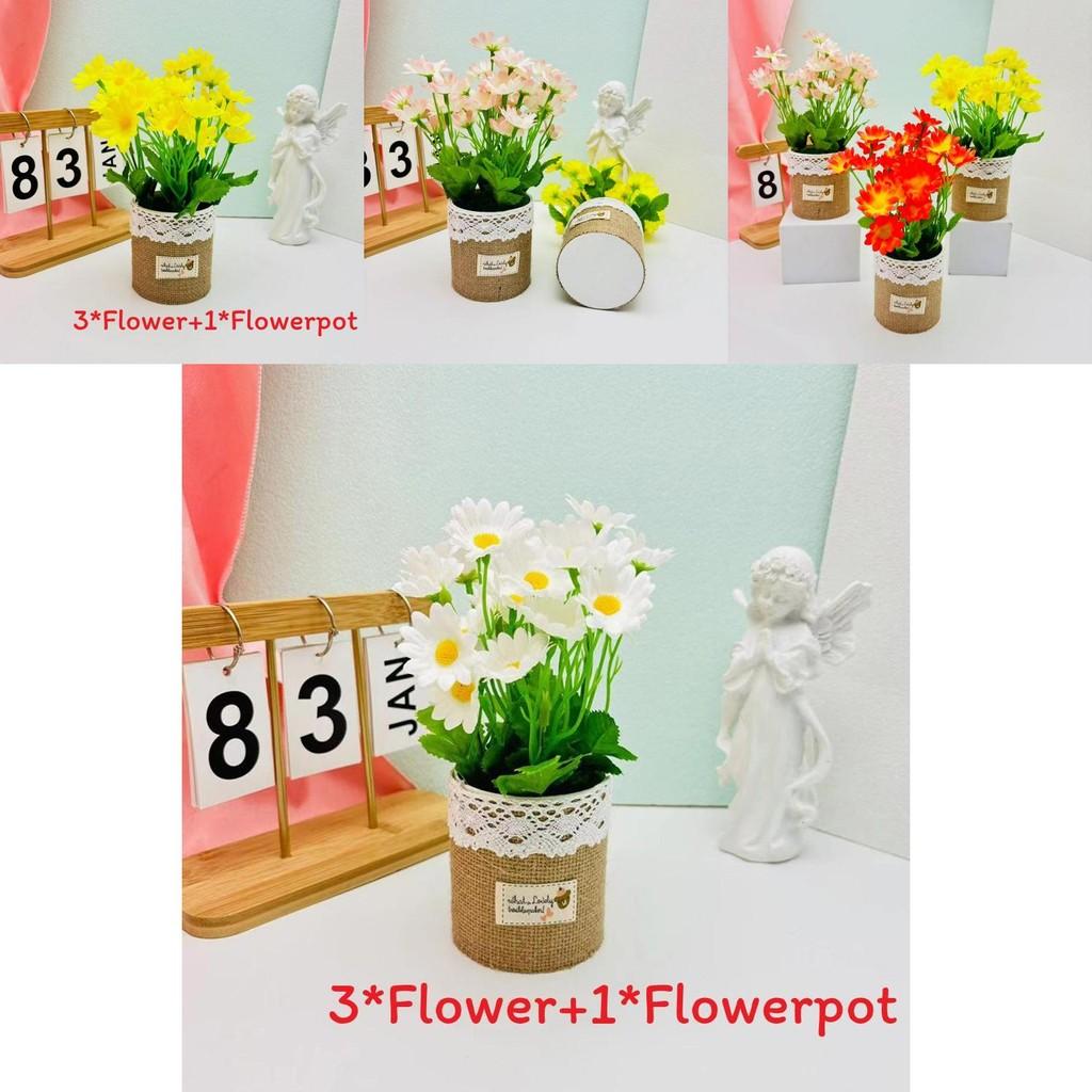 Realistische künstliche Grünpflanze im kleinen Topf mit Leinenbehälter zur Dekoration von Balkon und Schreibtisch