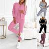 3 Pcs/Set Women Coat Vest Pants Set Long Sleeve Cardigan O Neck Sleeveless Vest Elastic Waist Wide Leg Trousers Casual Loose Pantsuit Fall Spring