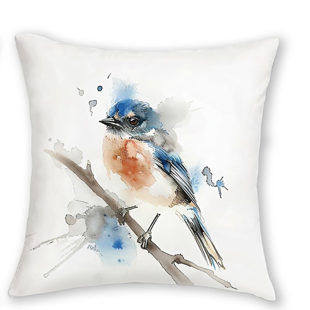 1/4pcs Bird-Patterned 2d Flat Printed Pillowcases Sofa Cushion Cover Home Bedroom Room Decoration