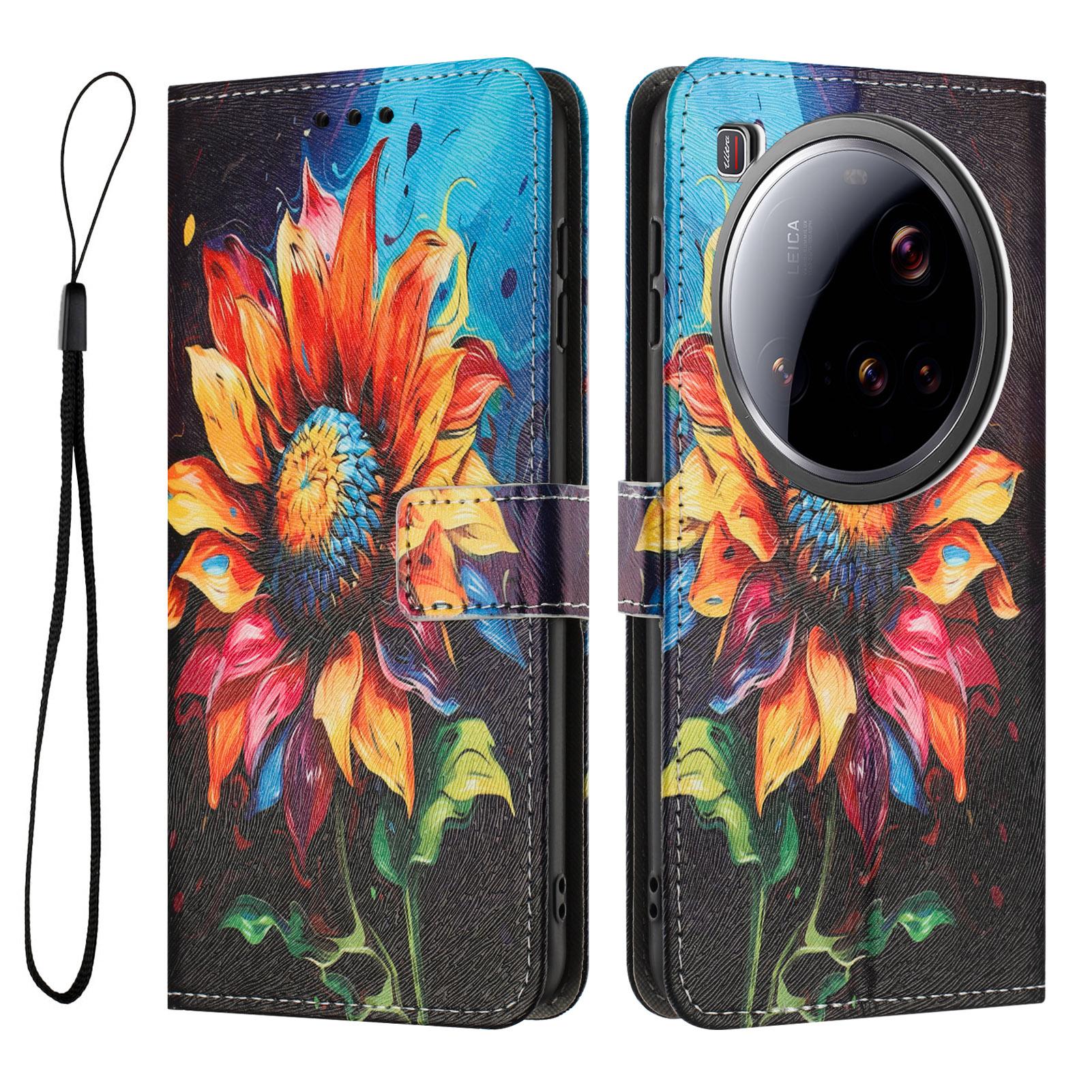 

YX-2501 For Xiaomi 15 Ultra Case Pattern Printing PU Leather Wallet Phone Cover with Lanyard B