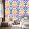 Baroque Damask Wallpaper Cream, Blue and Azure 50x1000