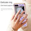 Electroplated Ring Leather Phone Case for Samsung Galaxy Z Flip 7 6 5 4 3 Flip6 Flip5 Flip4 Flip3 5G Shockproof  Holder  Cover