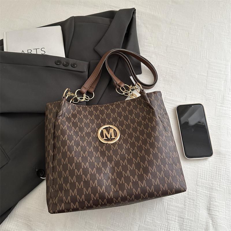 

Сумки Женские сумки-тоут Встречайте новый тренд Модные сумки через плечо Большой емкости Простые женские сумки с ретро-принтом коричневый