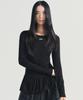 Nigaennikol Ruffle Label Long Sleeve Top_Black