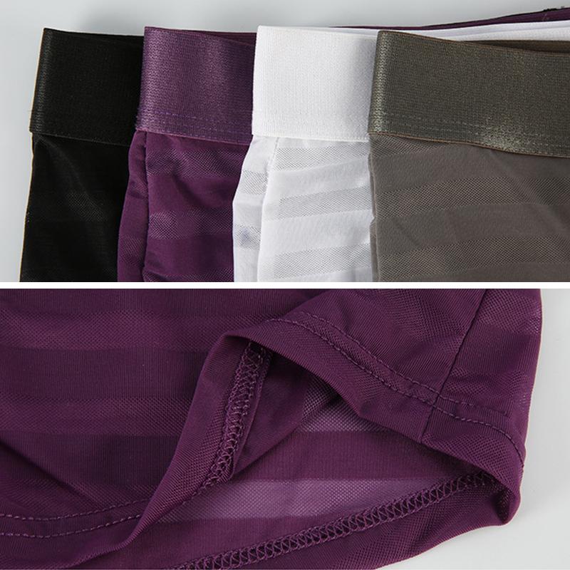 1Pc Men Panties Nylon Solid Color Sheer Mesh Pouch Lingerie Boxer Sexy Underwear Briefs