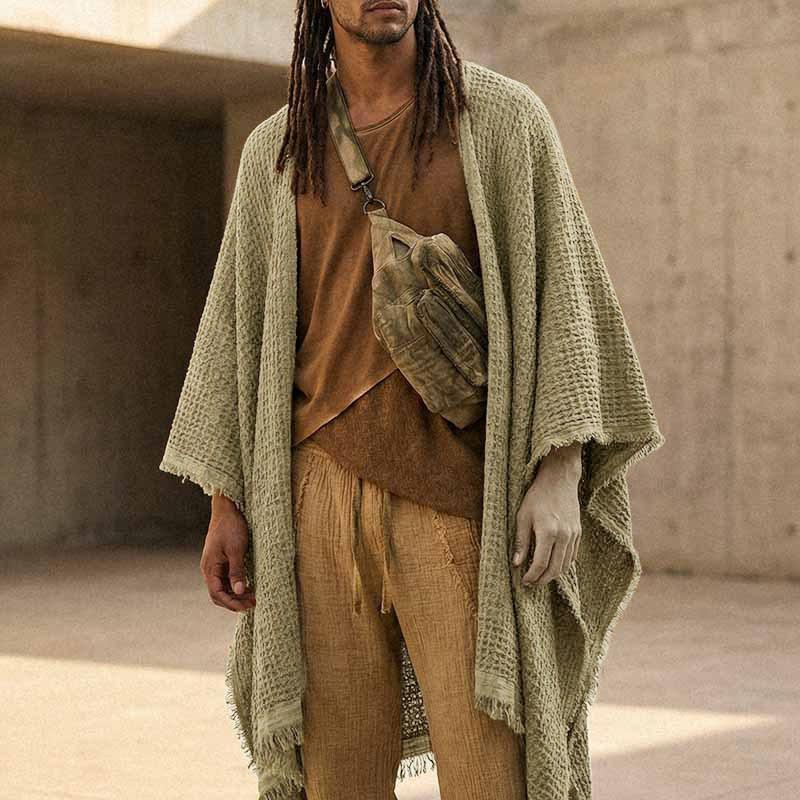 Adīta vīriešu apmetņa mēteļa kardigana pavasara