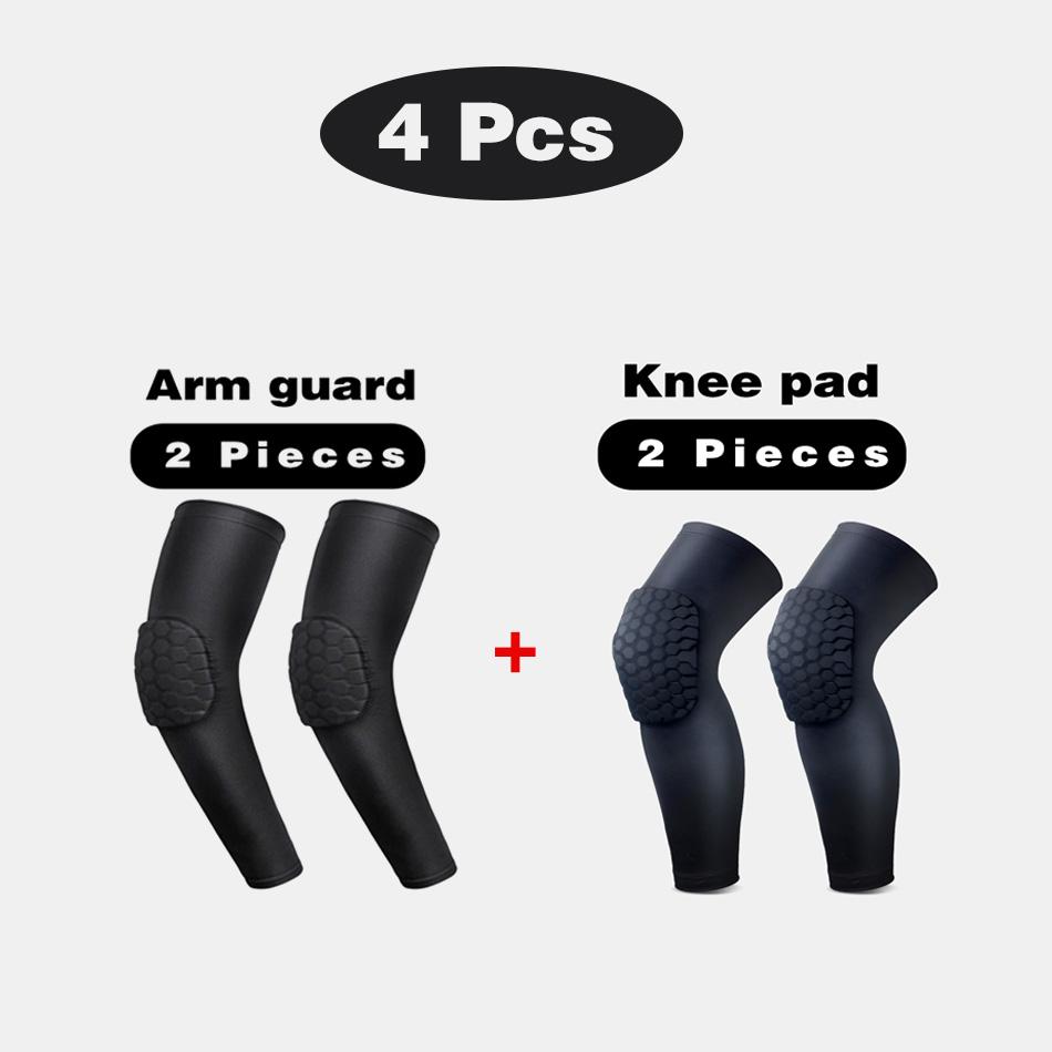 2 STUKS Basketbal Knie- en Elleboogbeschermers Protector Compressie Armmouw Brace Kniebeschermer Fitness Volleybal Gewrichtsondersteuning L