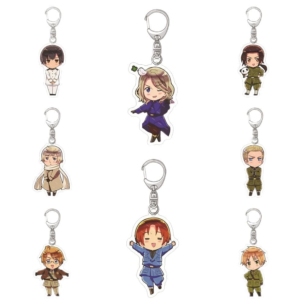 DUOFAFA XYUN Hetalia Italy Germany Key Holder Japan Keychain Unofficial Cosplay Item Acrylic Popular Anime Decoration Cute Loss Prevention Accessory