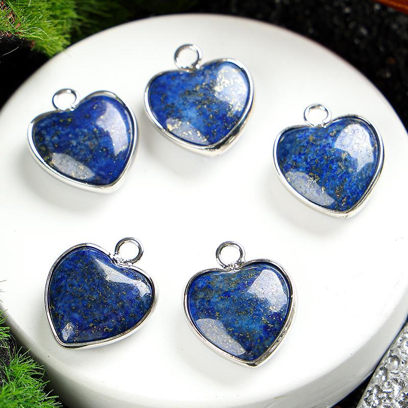 Heart-Shaped 15x19mm Natural Amethyst Agate Jade Bezel Pendant for DIY Jewelry Making