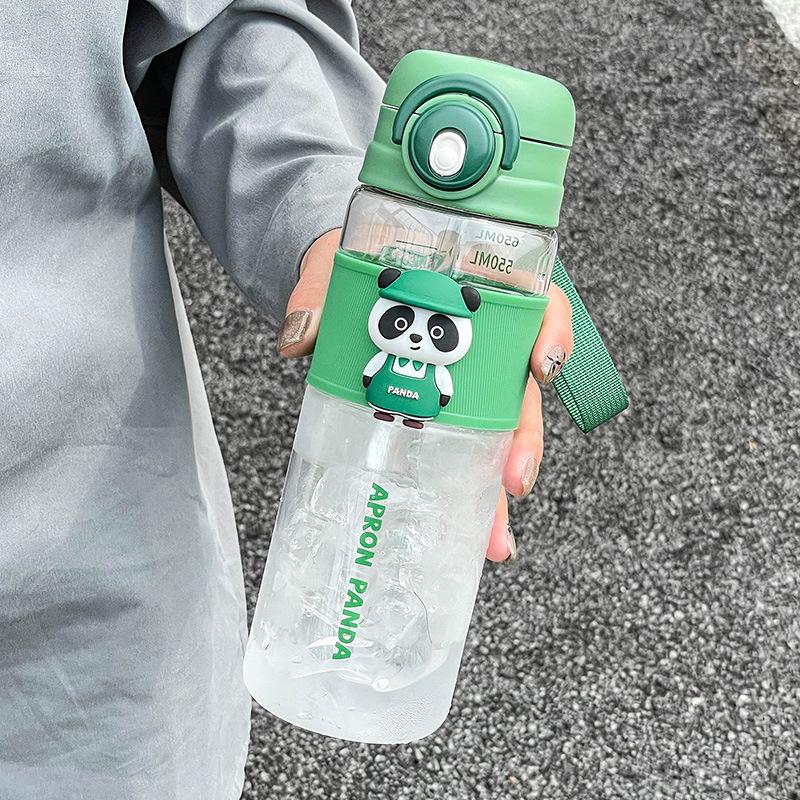 Panda Water Cup for Girls Is Cute In Summer, Straw Cup for Students, Portable for Children, Double Drinking Cup for Boys To Go To School