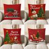 Home Decor Christmas Red Truck With Gifts Throw Pillow Pattern Cushion Cover Suitable For Sofa Bedroom Car Pillow Cover