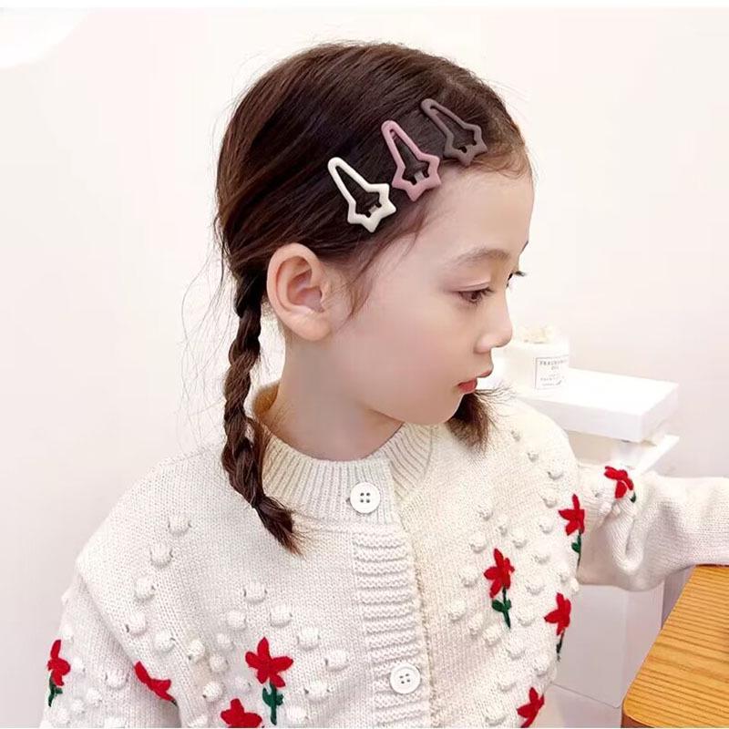 Frosted Pentagram Milk Coffee Hairpins for Energetic Girls - Princess Style BB Bangs Clips