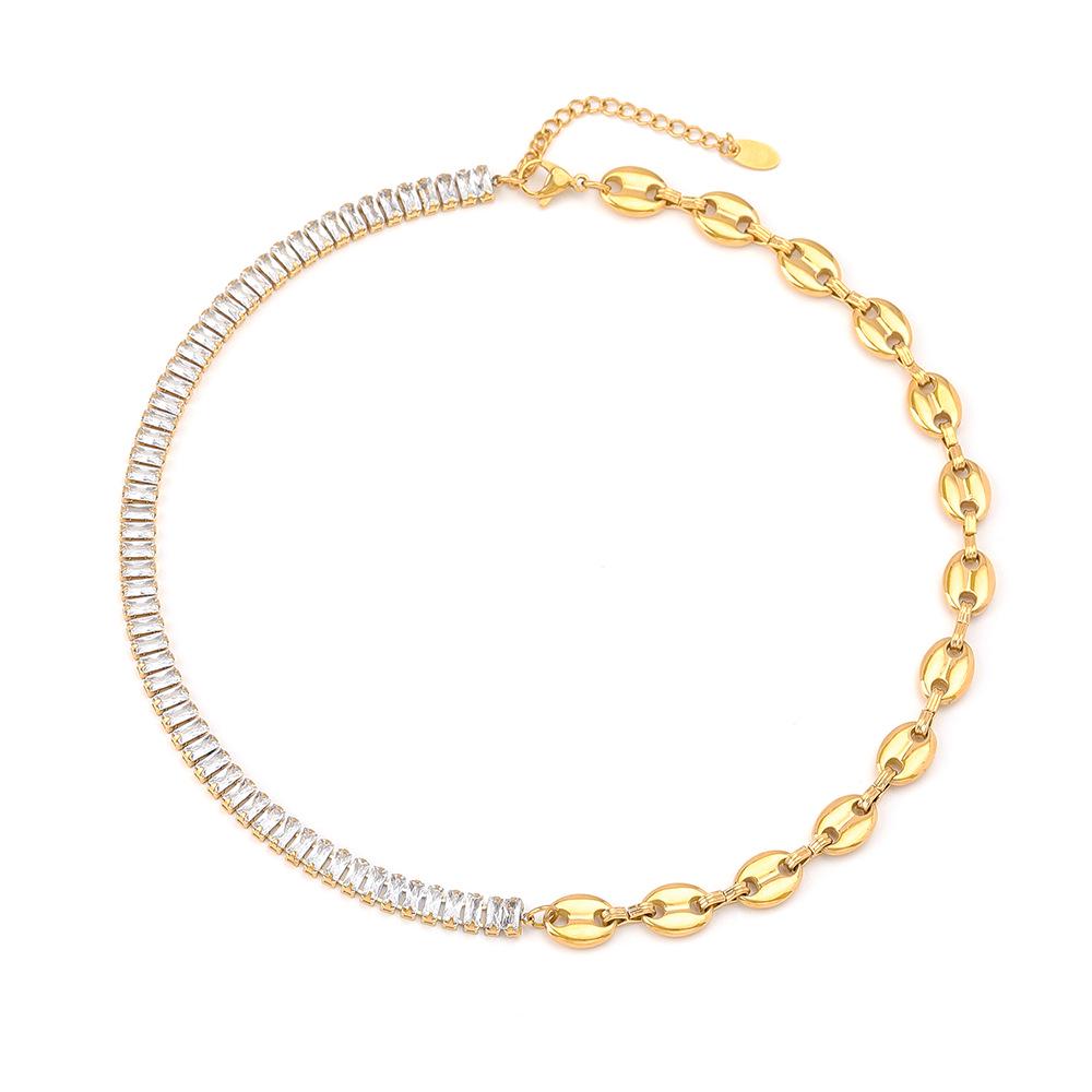 Titanium Steel Pig Nose Clavicle Chain with Zircon Diamonds - Women's High-End Niche Design Necklace