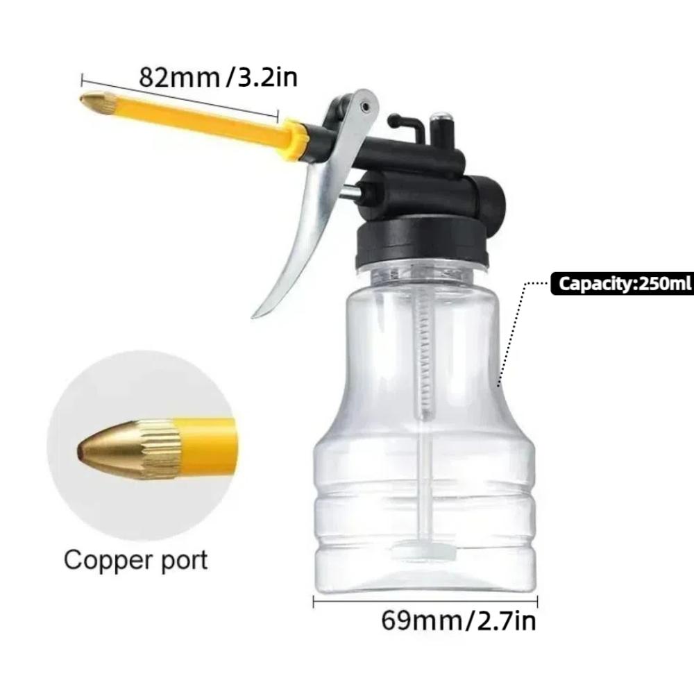 250 ML Small Oil Oiler High Pressure Pump Type Oiler New Transparent Oil Can