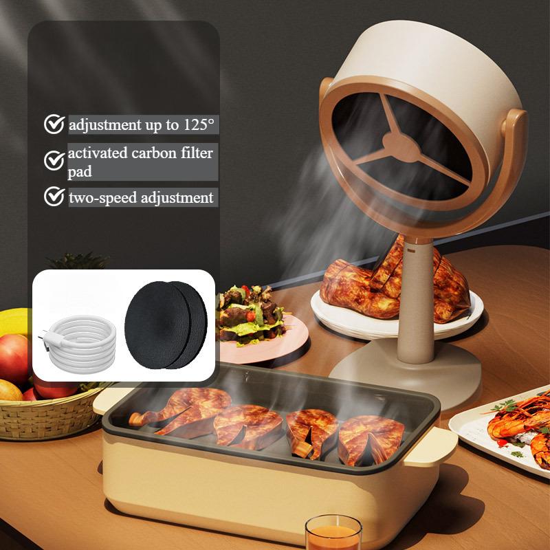 Desktop Range Hood Adjustable Angle Portable Exhaust Fan USB Plug Mini Suction Cooker Hood for Indoor BBQ Hot Pot