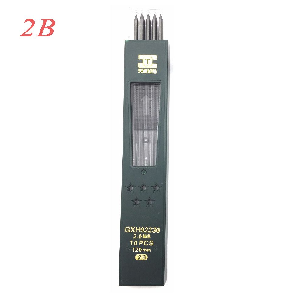 Black 10 Pcs/box 2.0mm HB/2B Lead Student Stationery for School Supplies Mechanical Pencil Refill