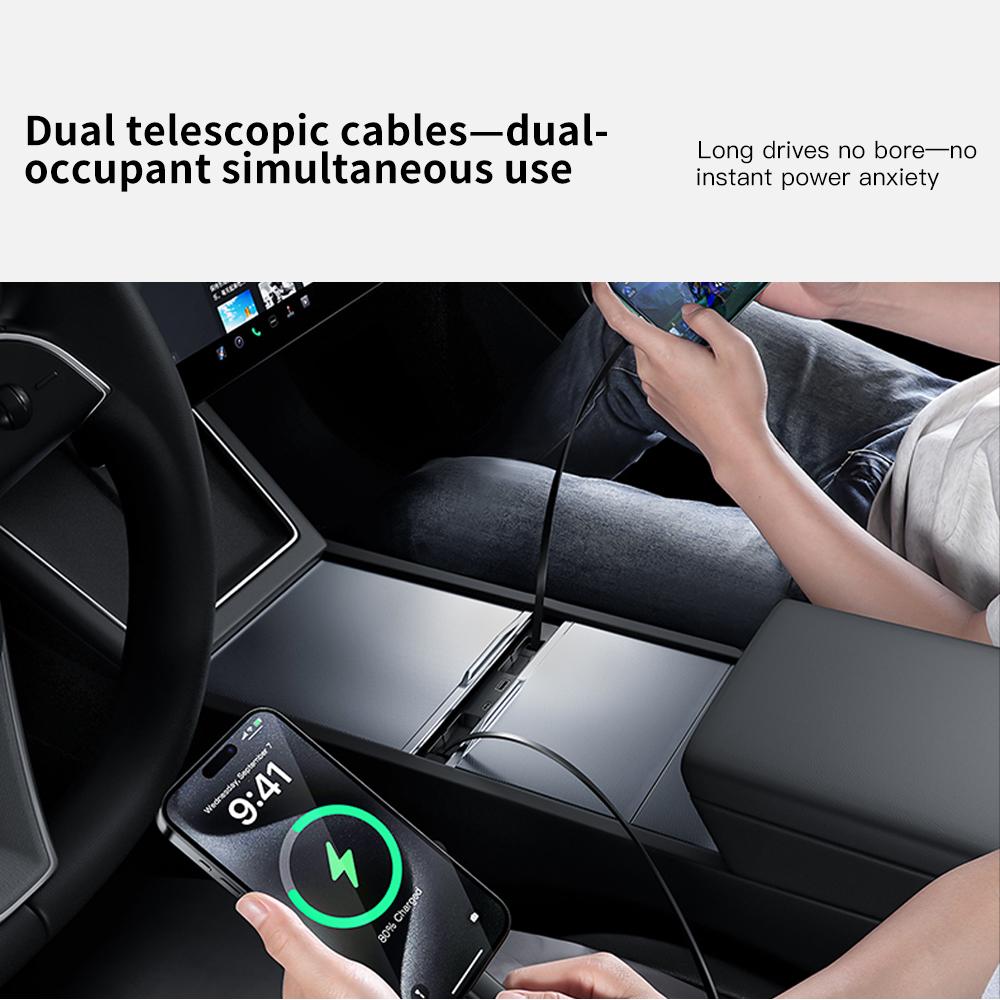 YZ For New Tesla Model 3/Y/YL Highland Juniper 2025 45W Quick Charger Expansion Dock USB Shunt Hub Intelligent Docking Station