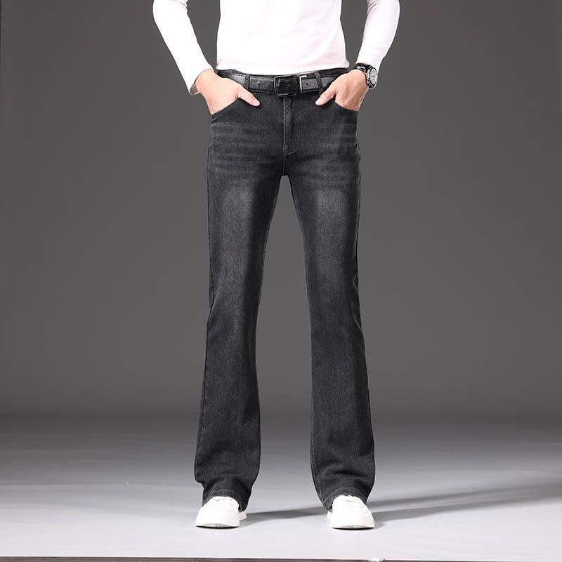 

Мужские расклешенные джинсы Мужские джинсы с высокой посадкой Эластичные Утепленные Свободные Джинсовые Широкие джинсы 38 темно-серого