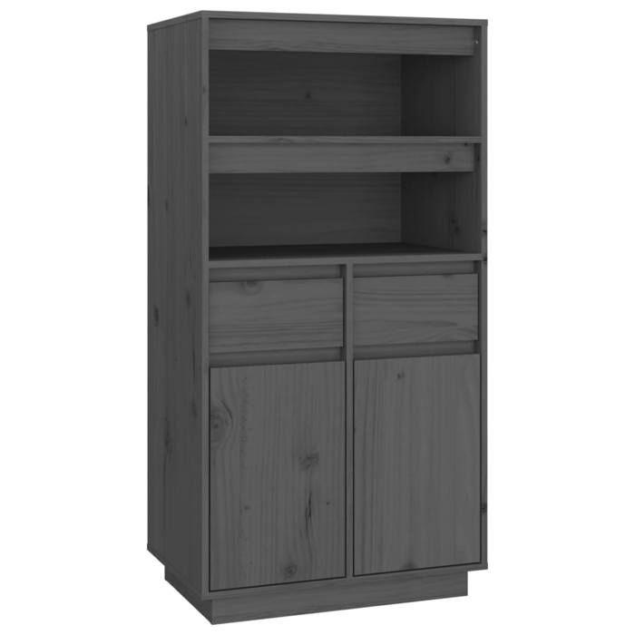 814536 vidaXL Buffet haut Gris 60x40x116,5 cm Bois massif de pin