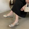 Women Mary Jane 2026 Autumn Low Heel Square Toe Fashion Outdoor Casual Shoes Rhinestone Bow Casual Shoes Banquet Party Wedding