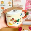 Smart Dachshund Dog Ceramic Cup Mug with Lid Student Water Cup Home Souvenir Birthday Gift Couple Cup