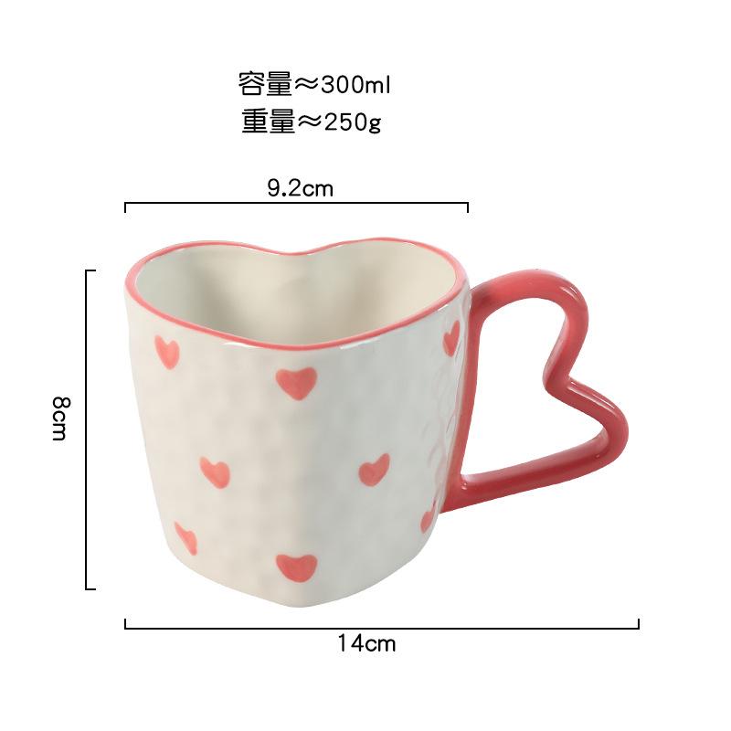 Creative 300ml Hearts Ceramic Coffee Mug Love Handle Couple Mug Afternoon Tea Dessert Tea Cup Drinkware Office Mug Home Decor