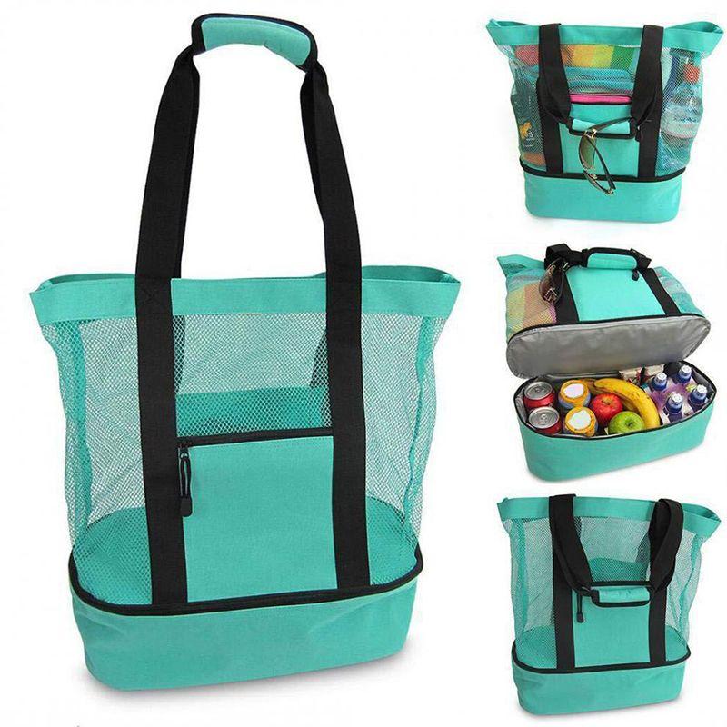 Minimalist Double Layer Beach Bag with Insulated Layer Lightweight Versatile Travel Outdoor Bag for Women Pool Beach Tote Bag