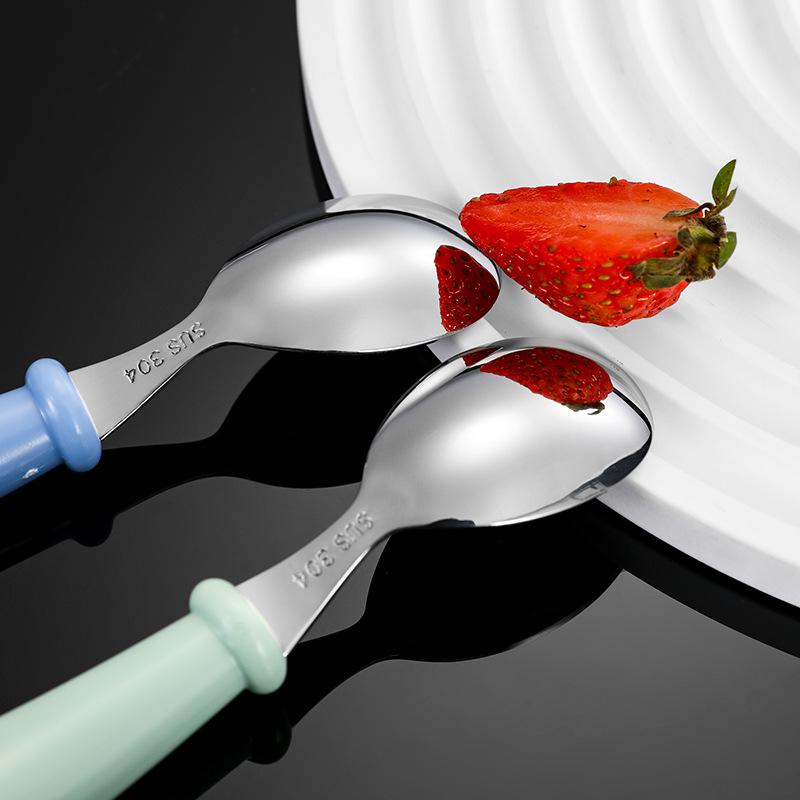 Set furculiță și lingură din oțel inoxidabil pentru copii, pentru antrenamentul la hrănirea bebelușilor – veselă portabilă pentru hrănire