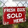 2D Flat, 1pc Vintage Farm Aluminium Sign 8x12 Inch - "FRESH EGGS SOLD HERE" Quote, Red Distressed Finish, Indoor/Outdoor Decor for Chicken Coop, Farm