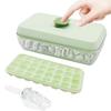 Silicone Ice Maker with 18 Square Ice Easy Ice Large for Home Includes Shovel Lid, Cubes, Removal, Capacity, Freezing, (Green)