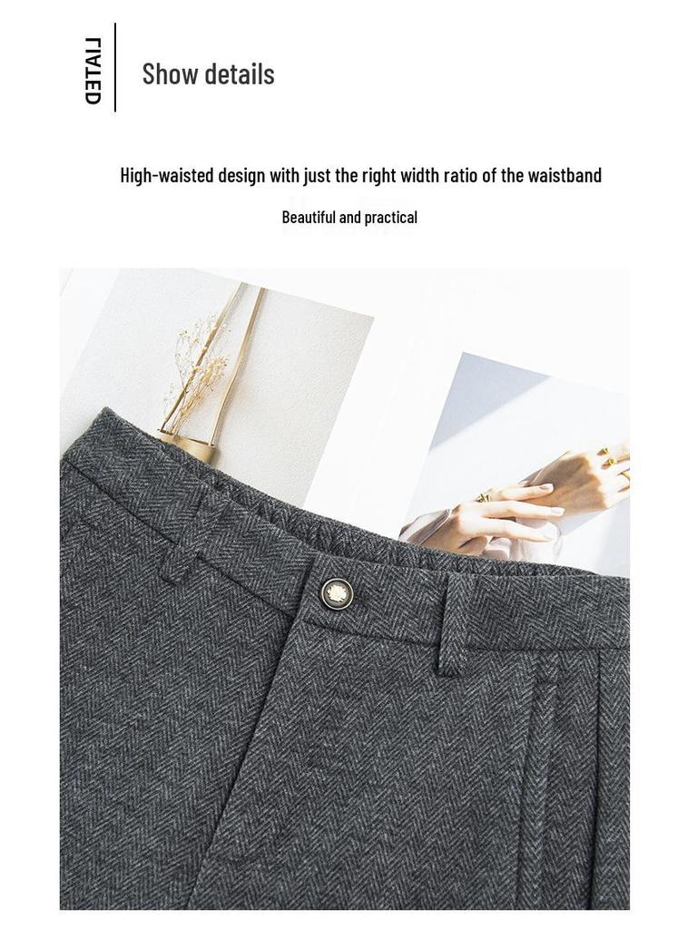 2025 Herbst/Winter High Waist Tencel Wolle Zigarettenhose: Schlankmachender lockerer Fall für vielseitige Freizeitkleidung