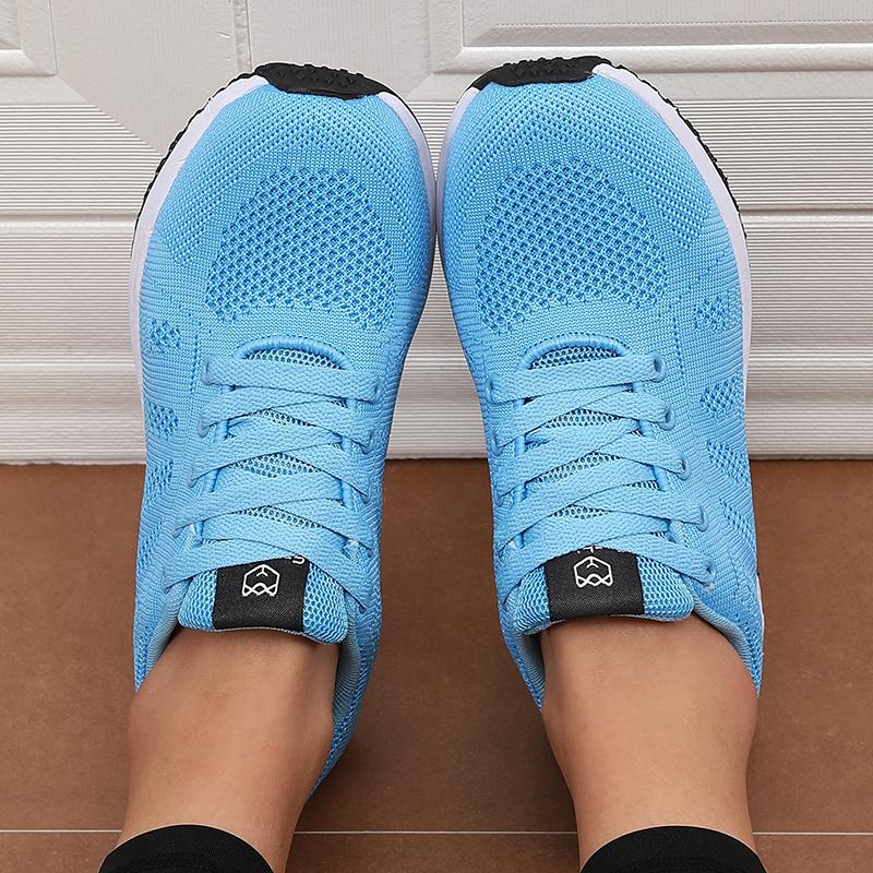 

Женская спортивная повседневная обувь однотонная цветная модная дышащая сетчатая обувь на шнуровке для ходьбы, легкой атлетики, тенниса, бега 36 небесно-голубой