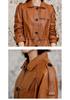 Women's Genuine Leather Waist-Cinching Motorcycle Jacket - Spring/Autumn 2026 European American Style