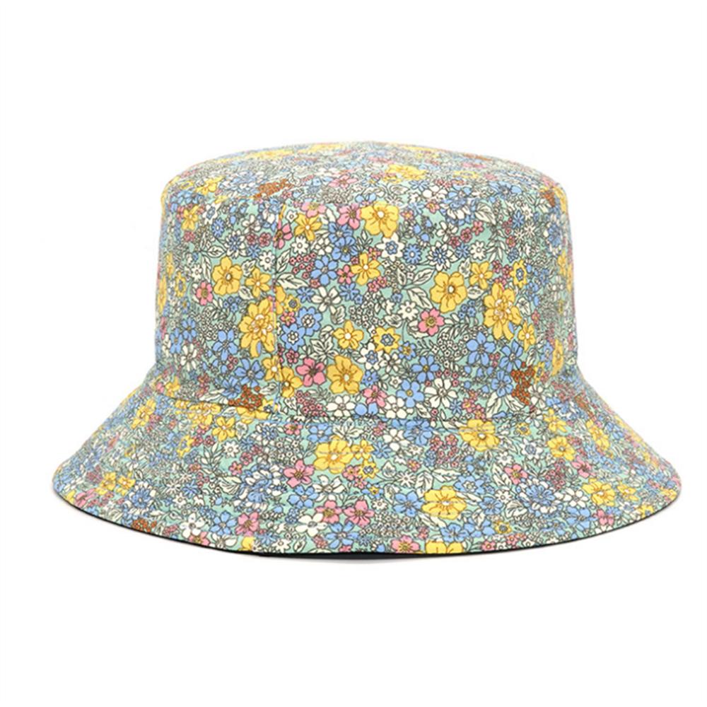 Spring and Summer Small Floral Print Bucket Hat Trend Flower Double-Sided Male Wild Basin Sun Woman Cap