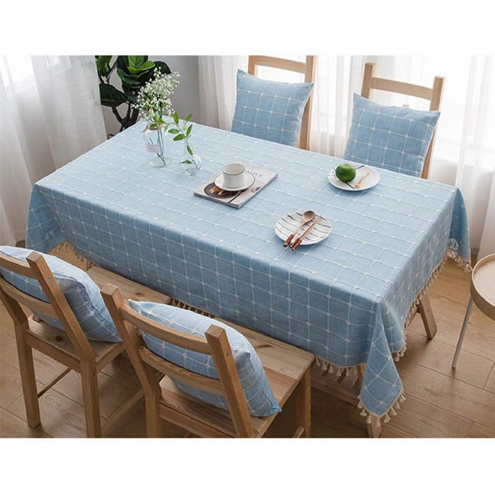 

Квадратная скатерть из хлопка и льна с кисточками, клетчатая, для столовой, кухни, украшения столешницы, 44 x 44