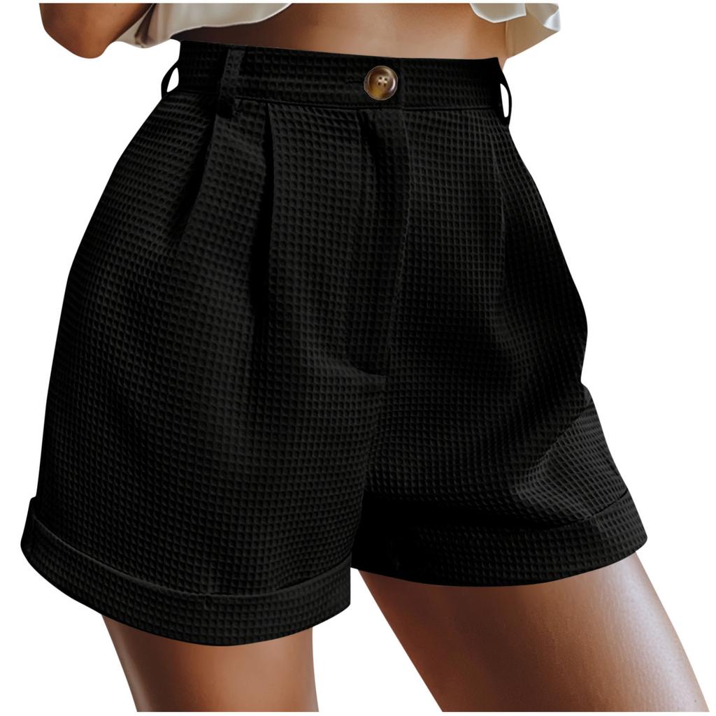 Office Lady Solid Shorts For Women Summer Y2k Loose Short Trousers Elegant Korean Fashion High Waisted Short Solid Simple Pants