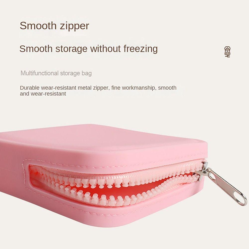Mini Silicone Organizer Wallet Coin Purse Waterproof Smooth Zipper Earphone Bag Travel Pouch Students