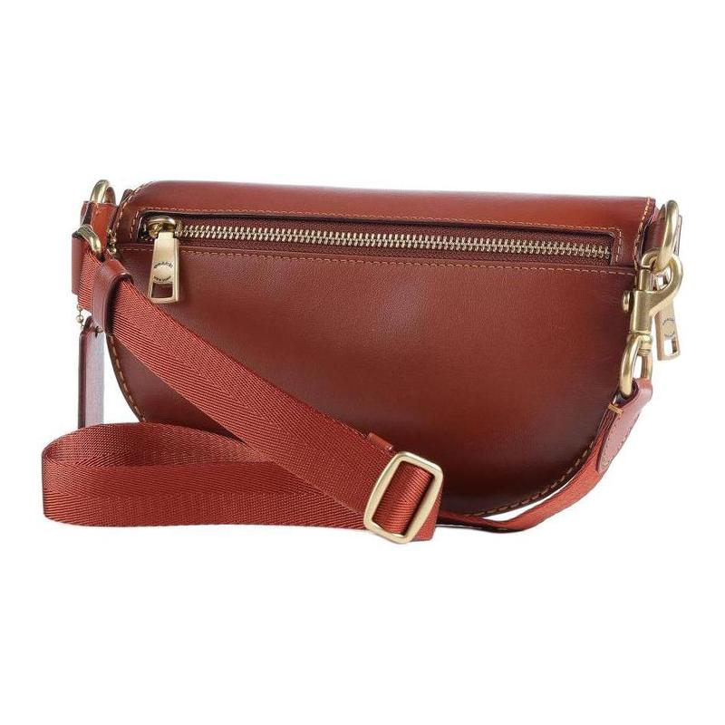 Coach 22 Classic Presbyopic Zipper Closure, Coated Canvas and Calfskin, One-shoulder Crossbody Belt Bag, Small Size, Women's Tan