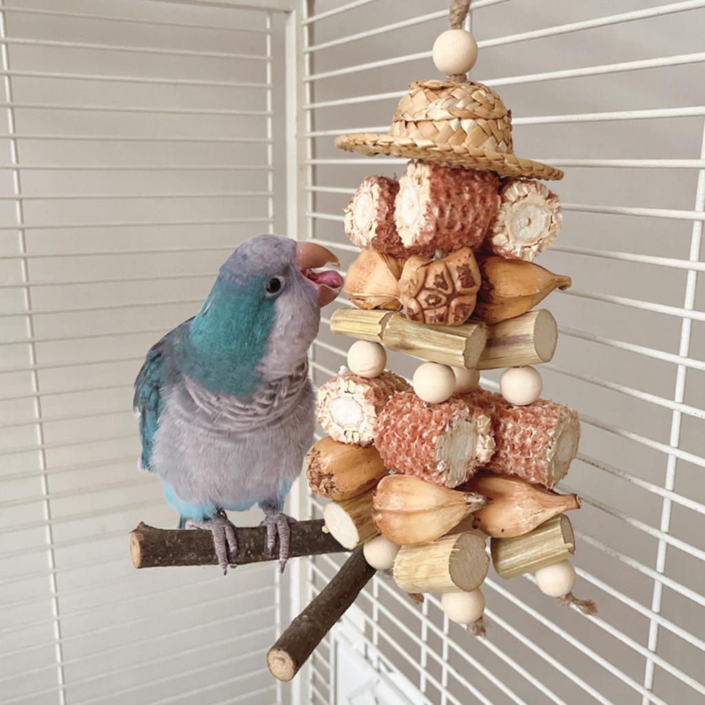 Natürliches Papageienspielzeug, farbenfrohes Hängespielzeug für Vögel, Schnabelschleiftraining für mittelgroße und kleine Vögel