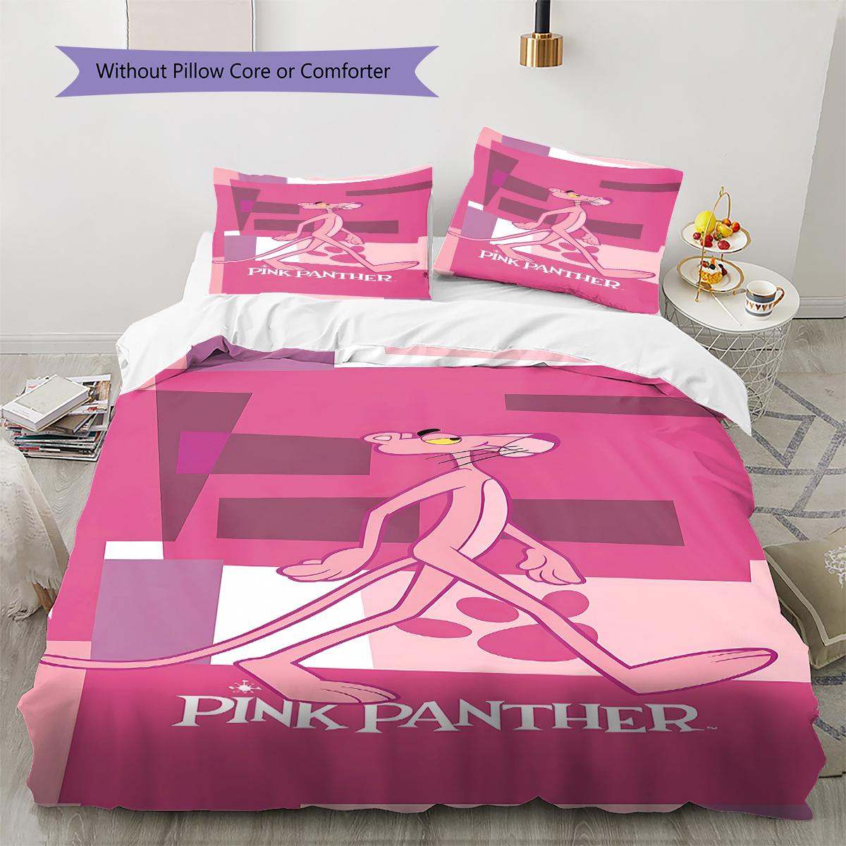 

Pink Panther Pattern Bedding,Quilt Set Quilt Cover Pillowcase Home Birthday Gift (1 * duvet cover + 2 * pillowcase, without core) 250x220cm