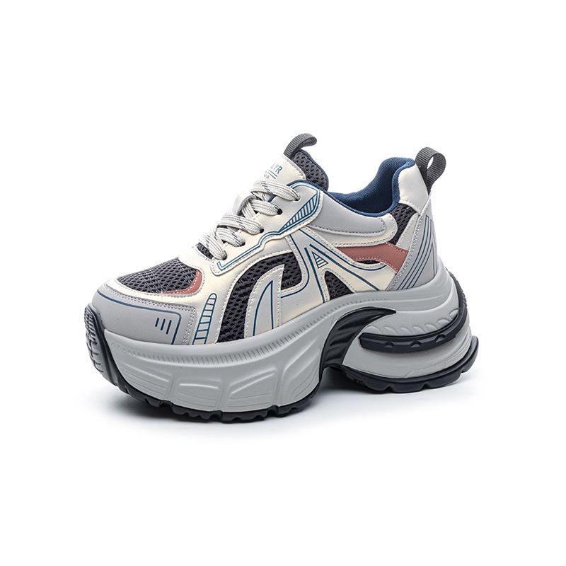 

Женские миниатюрные сетчатые дышащие кроссовки на платформе, летняя мода 2025, повседневная спортивная обувь 37