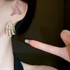 Super Flash Three-layer Crystal Hoop Earrings Light Luxury Round Ear Buckles for Women Temperament Geometric Jewelry Gift K