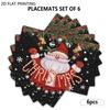 4pcs/6pcs, Christmas Placemat Set, Black Background Santa Placemats Table Decor, for Dining, Parties, And Holiday Gatherings Perfect Gift for Parents,