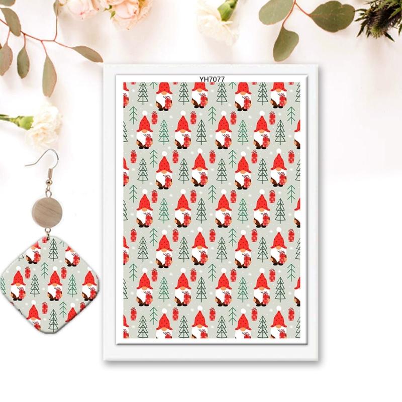 4PCS Christmas Clay Transfer Paper 95x138mm Water Soluble Paper Clay Transfer Sheets for Clay Earring Jewelry Making