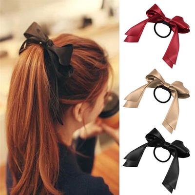 1PC  Women Tiara Satin Ribbon Bow Hair Band Rope Scrunchie Ponytail Holder Gum For Girl Headbands