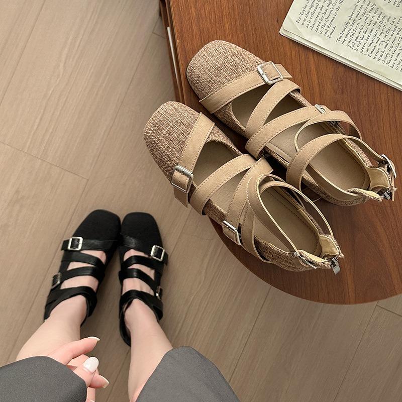 Mary Jane women's shoes summer new versatile skirt flat bottom inner height increase belt buckle ballet shoes