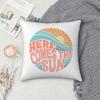 Pink Groovy Here Comes The Sun Square Pillowcase Pillow Cover Cushion Throw Pillow for Home Bedroom Car