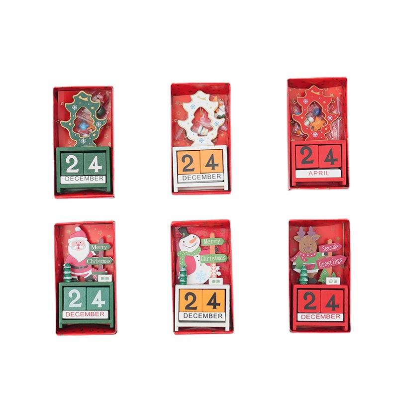 Christmas Wooden Calendar Ornament Countdown Santa Claus Snowman DIY for Tabletop Ornaments Christmas Decoration 2025