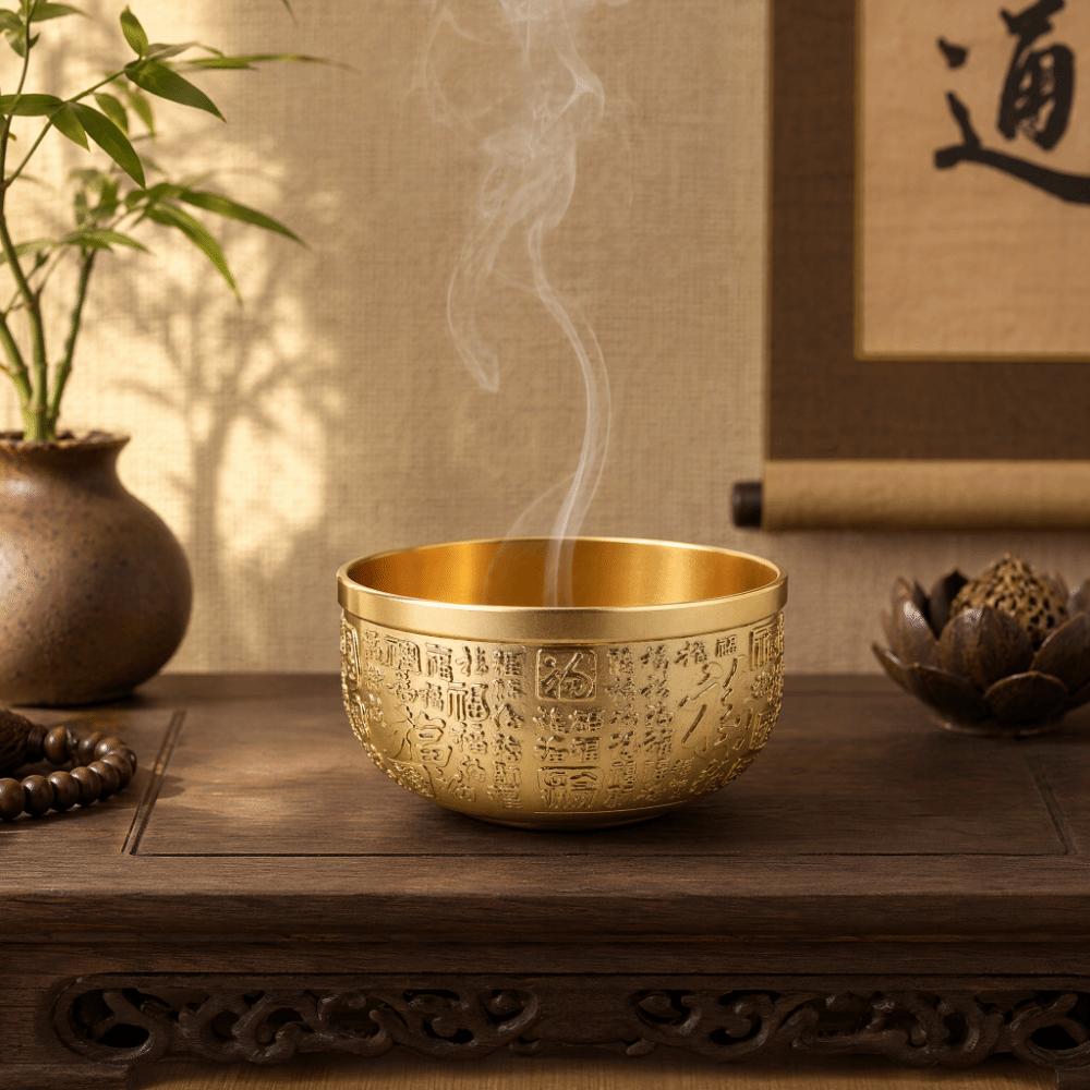 10cm Feng Shui Brass Bowl Hundred Blessings Brass Treasure Bowl Wealth Money Bowl Office Decor